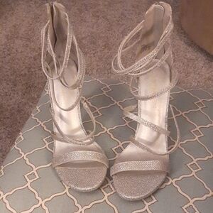 Dream Pairs Glittery Silver Strappy Heels